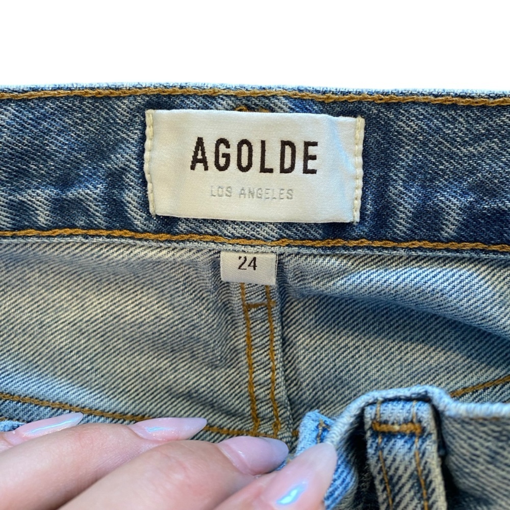 AGOLDE Mia Mid Rise Straight Distressed Jeans In Rule Size 24 - Picture 10 of 11